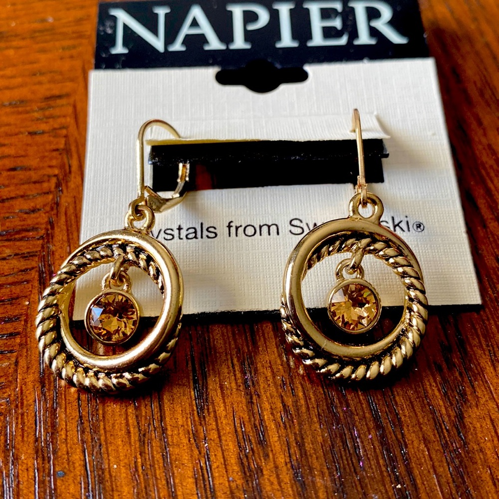 Napier Pierced Earrings with Crystals from Swarovski, new, never worn.